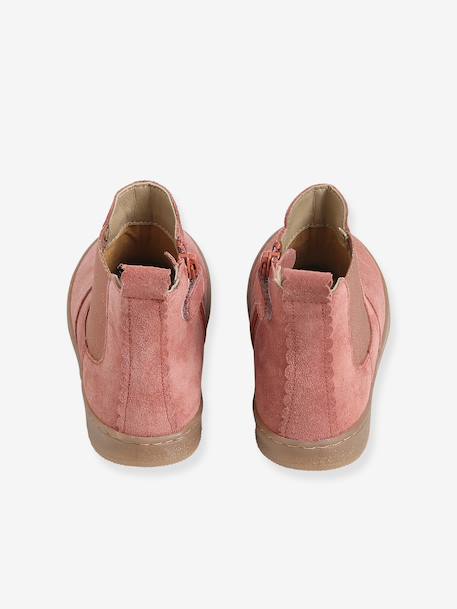 Leather Boots for Girls beige+bronze+brown+camel+green+navy blue+old rose - vertbaudet enfant 