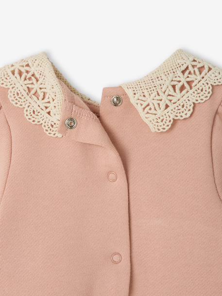 Baby dress in fleece with crochet collar green+rosy - vertbaudet enfant 