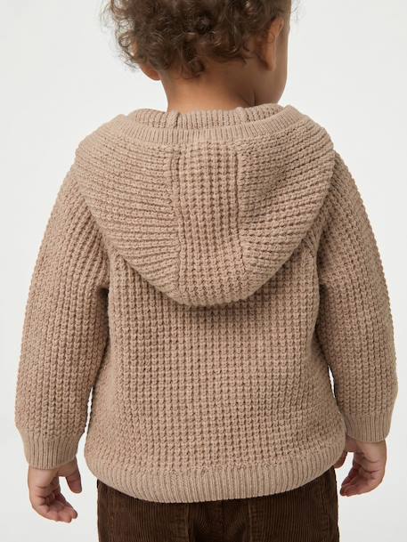 Baby hooded knitted cardigan marl beige - vertbaudet enfant 