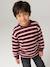 Striped Long-Sleeved T-Shirt for Boys bordeaux red+ecru+night blue - vertbaudet enfant 