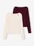 Lot de 2 t-shirts en côtes fille bordeaux+gris chiné - vertbaudet enfant 