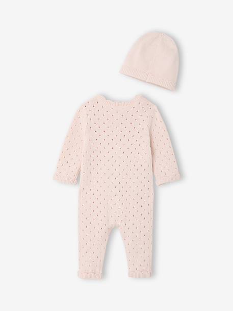 Ensemble combinaison et bonnet naissance fille rose pâle - vertbaudet enfant 