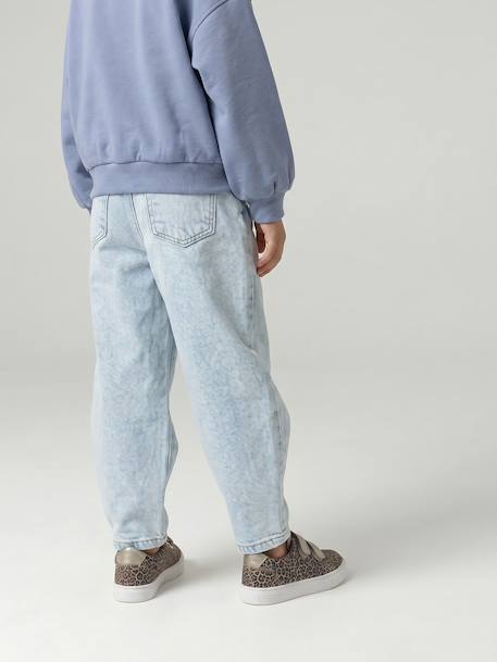 Balloon jeans for girls bleached denim+medium blue - vertbaudet enfant 