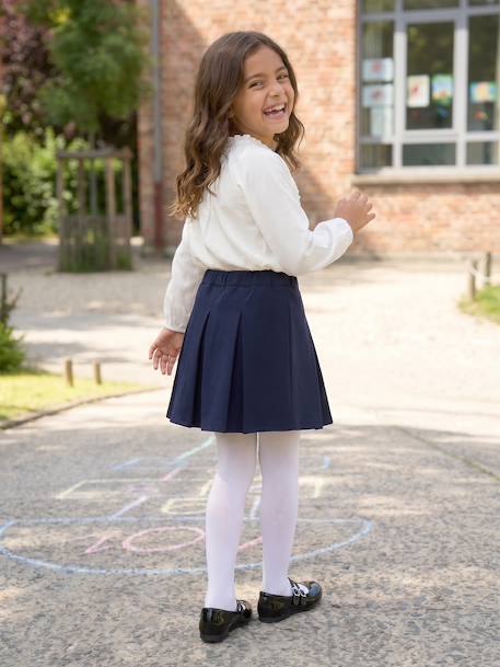 Jupe plissée enfilage facile fille gris+marine - vertbaudet enfant 