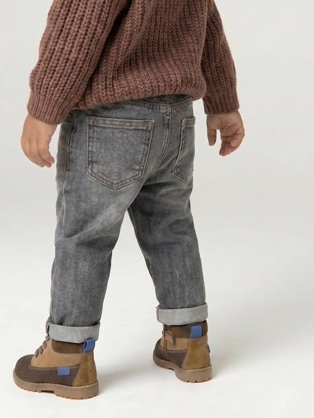 Basics denim jeans for babies with elasticated waist and pockets brut denim+denim grey - vertbaudet enfant 