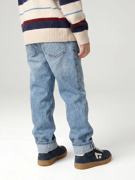 Straight Leg Jeans with Turn-Ups for Boys brut denim+stone - vertbaudet enfant 
