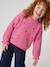 Long-sleeved round-neck jumper for girls ecru+navy blue+rose - vertbaudet enfant 