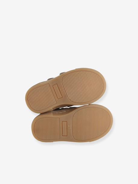 High-Top Leather Trainers for Babies golden yellow+printed beige - vertbaudet enfant 