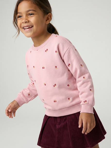 Long-sleeved sweatshirt for girls ecru+pale pink - vertbaudet enfant 