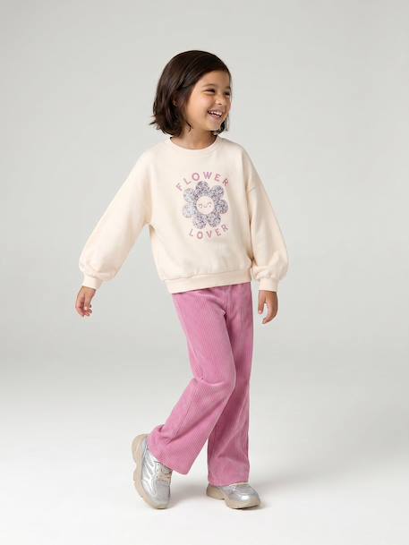 Ensemble fille sweat et pantalon écru - vertbaudet enfant 