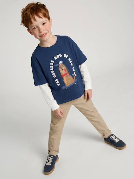 Long-sleeved T-shirt with layered look for boys navy blue - vertbaudet enfant 