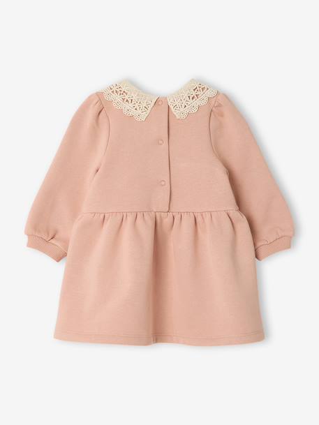 Baby dress in fleece with crochet collar green+rosy - vertbaudet enfant 