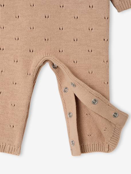 Knitted playsuit for baby girls marl beige - vertbaudet enfant 