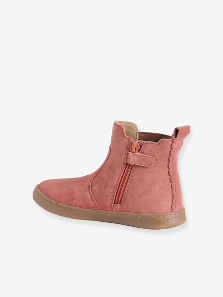 Leather Boots for Girls beige+bronze+brown+camel+green+navy blue+old rose - vertbaudet enfant 