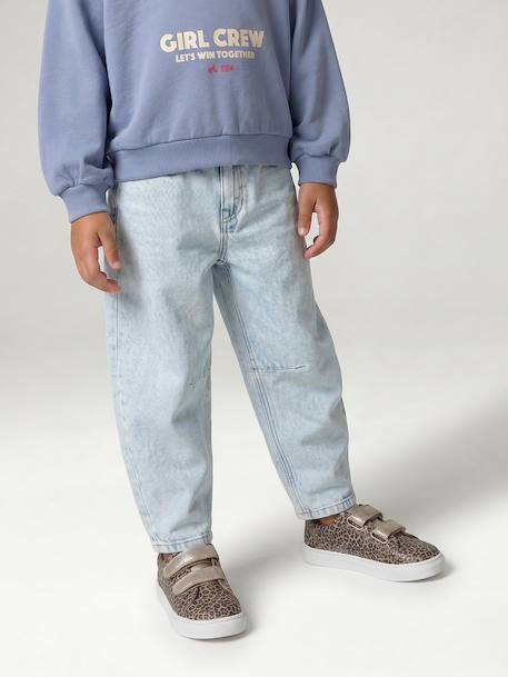 Jean ballon fille bleu moyen+denim bleached - vertbaudet enfant 