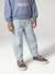 Jean balloon fille bleu moyen+denim bleached - vertbaudet enfant 