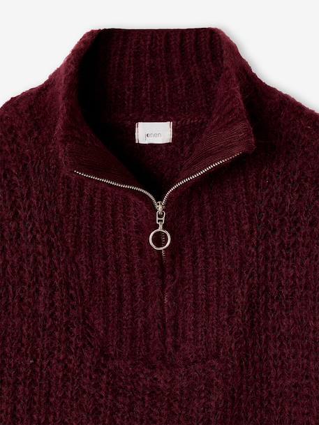 Sleeveless Trucker Jumper for Girls, JONEN bordeaux red+marl grey - vertbaudet enfant 