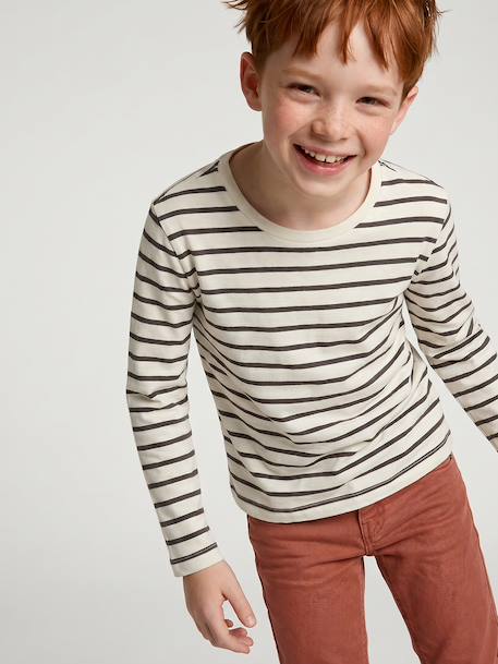 Lot de 3 T-shirts garçon manches longues anthracite+bordeaux - vertbaudet enfant 