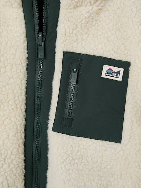 Blouson réversible à capuche garçon bleu grisé+vert sapin - vertbaudet enfant 