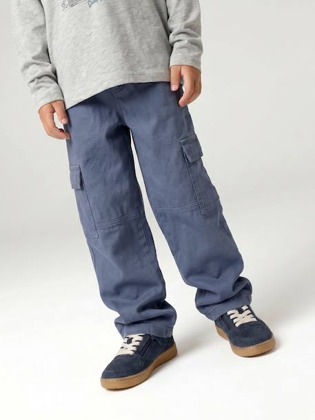 Cargo trousers for boys denim blue+olive - vertbaudet enfant 