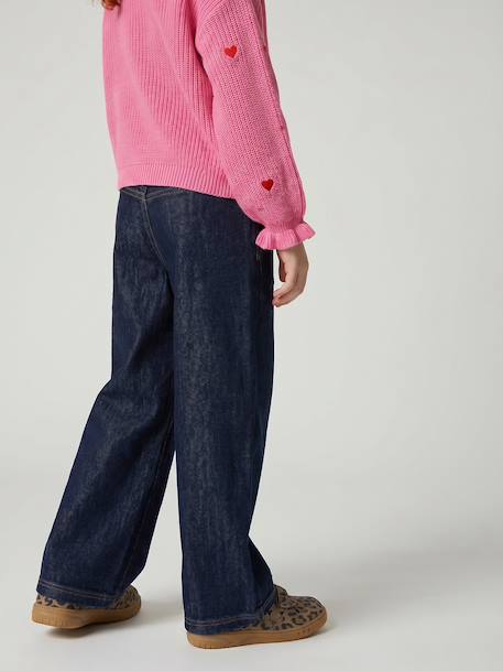 Wide-leg jeans for girls brut denim+medium blue - vertbaudet enfant 