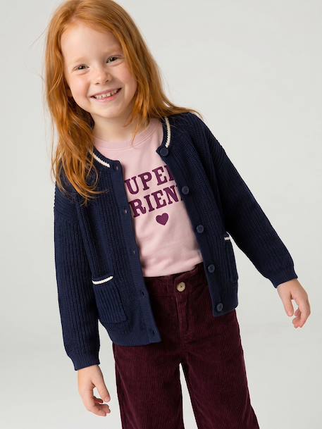 Knit cardigan for girls navy blue - vertbaudet enfant 