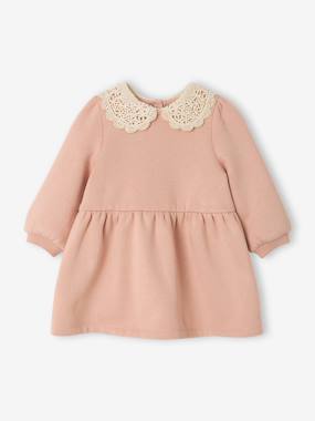 Baby-Baby dress in fleece with crochet collar