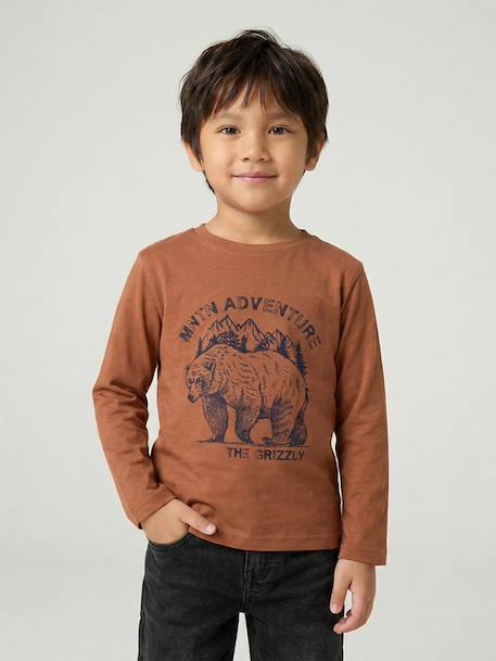 Long-sleeved T-shirt for boys anthracite+cappuccino+red+sage green+white - vertbaudet enfant 
