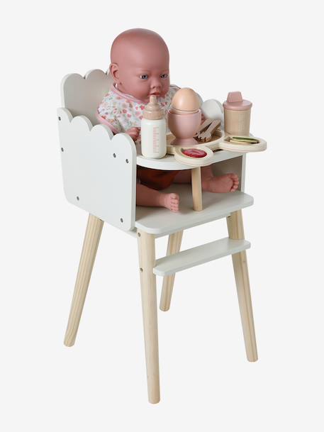 FSC®100% wooden doll mealtime set rose - vertbaudet enfant 