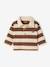 Striped long-sleeved baby polo shirt cocoa+grey blue - vertbaudet enfant 