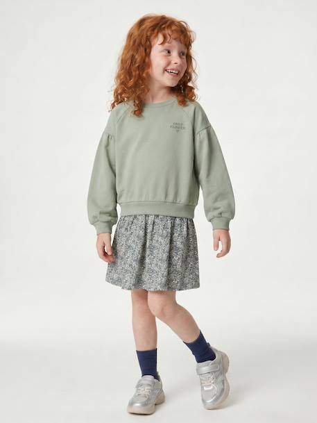 Robe bi-matière fille anthracite+écru+mauve+vert sauge - vertbaudet enfant 