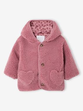 Manteau bébé en sherpa avec doublure imprimée "léopard" - vertbaudet enfant -Manteau bébé en sherpa avec doublure imprimée "léopard"