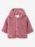 Sherpa hooded coat for babies with 'leopard' print lining beige+old rose - vertbaudet enfant 