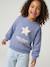 Crewneck sweatshirt with long sleeves for girls chambray blue+marl grey - vertbaudet enfant 
