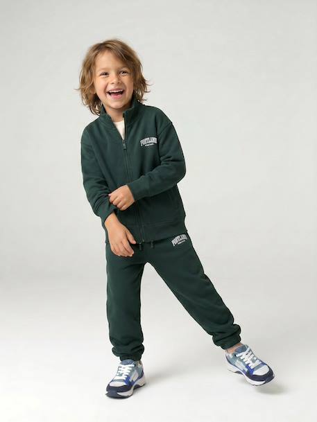 Zipped sweatshirt for boys with a trucker neck fir green+navy blue+red - vertbaudet enfant 