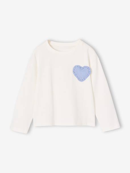 T-shirt manches longues fille écru+vanille - vertbaudet enfant 