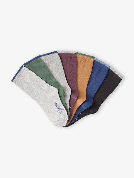 Pack of 7 Pairs of Socks for Boys beige+chocolate+marl grey - vertbaudet enfant 