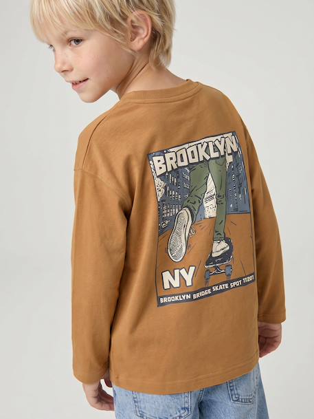 Long-sleeved T-shirt for boys ocean blue+ochre - vertbaudet enfant 