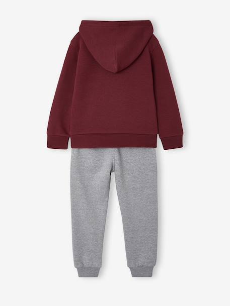 Ensemble sport garçon à capuche bordeaux+ocre+vert sauge - vertbaudet enfant 