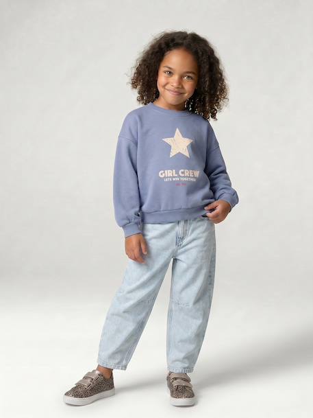 Jean ballon fille bleu moyen+denim bleached - vertbaudet enfant 