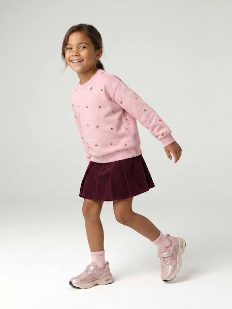 Long-sleeved sweatshirt for girls ecru+pale pink - vertbaudet enfant 
