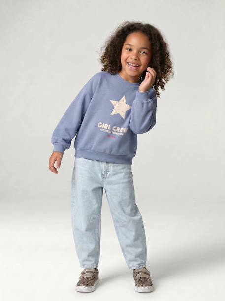 Jean balloon fille bleu moyen+denim bleached - vertbaudet enfant 