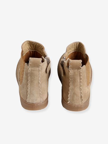Leather Boots for Girls beige+bronze+brown+camel+green+navy blue+old rose - vertbaudet enfant 
