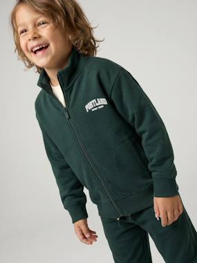 -Zipped sweatshirt for boys with a trucker neck