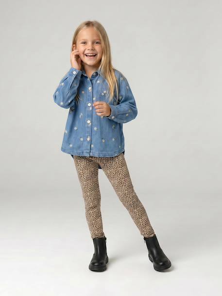 Pack of 3 leggings for girls ink blue+vanilla - vertbaudet enfant 