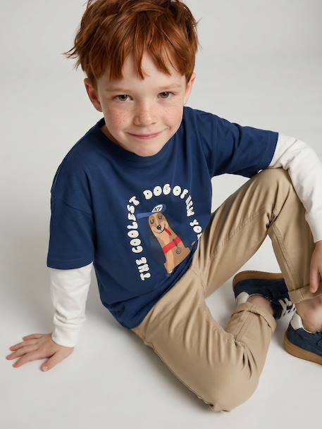 Long-sleeved T-shirt with layered look for boys navy blue - vertbaudet enfant 