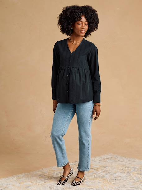 Broderie Anglaise Blouse for Maternity & Nursing, ENVIE DE FRAISE black+olive - vertbaudet enfant 
