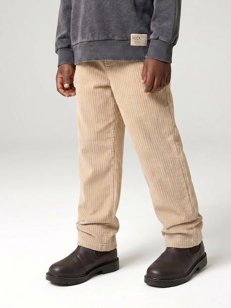 Corduroy Trousers, Easy to Slip On, for Boys beige+navy blue+slate blue - vertbaudet enfant 
