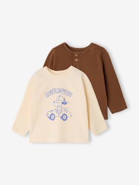 Baby-T-shirts & Roll Neck T-Shirts-T-shirts-Pack of 2 long-sleeved T-shirts for baby