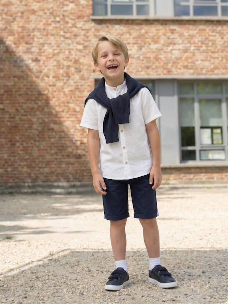 Bermuda Shorts in Cotton/Linen for Boys beige+Beige+blue+Dark Blue+sage green - vertbaudet enfant 